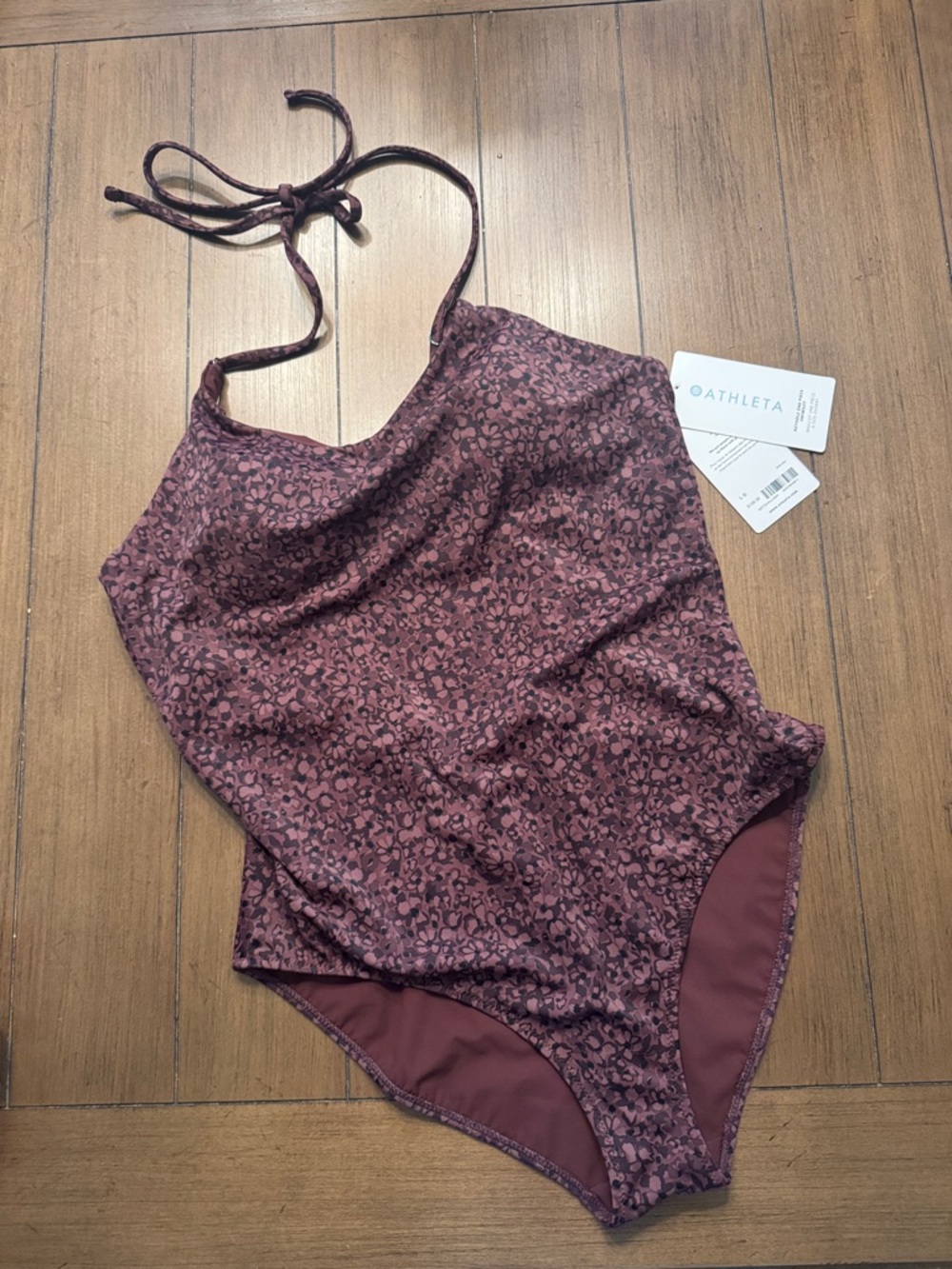 Athleta Rosewood Leopard Halter One-Piece Swimsuit